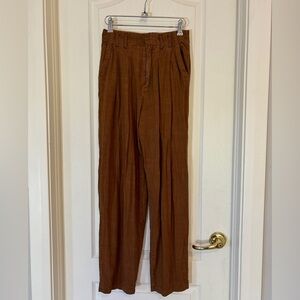 Free People Brown High Waisted Wide Leg Linen Blend Pants Size 0